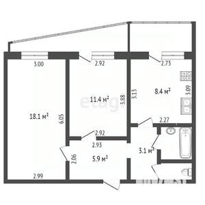 2-к квартира, вторичка, 54м2, 4/12 этаж