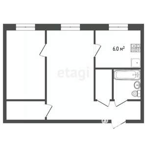 2-к квартира, вторичка, 45м2, 1/5 этаж