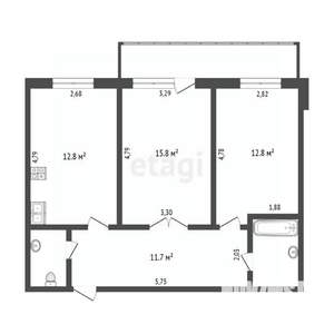 2-к квартира, вторичка, 60м2, 10/11 этаж