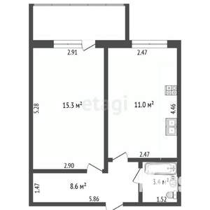 1-к квартира, вторичка, 38м2, 4/10 этаж