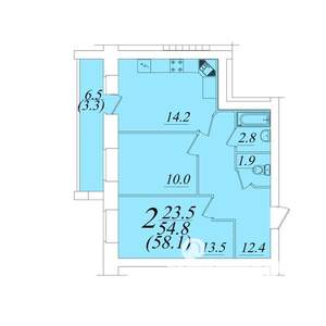 2-к квартира, вторичка, 58м2, 8/10 этаж