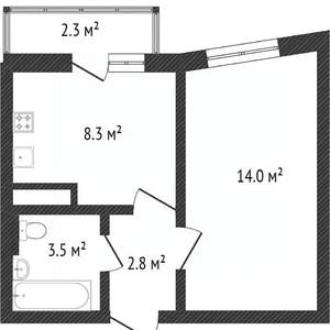 1-к квартира, вторичка, 28м2, 2/16 этаж