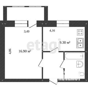 1-к квартира, вторичка, 37м2, 3/12 этаж