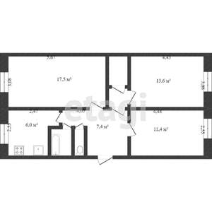 3-к квартира, вторичка, 61м2, 3/5 этаж