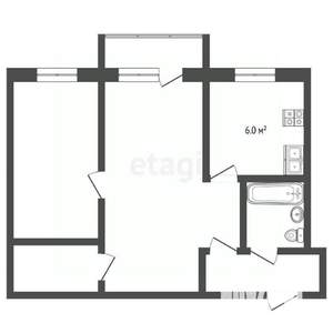 2-к квартира, вторичка, 43м2, 2/3 этаж