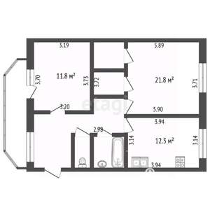 2-к квартира, вторичка, 61м2, 6/13 этаж
