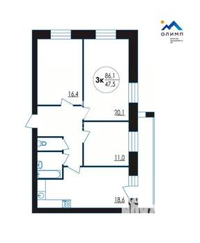 3-к квартира, вторичка, 86м2, 10/10 этаж