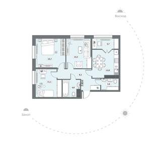 3-к квартира, сданный дом, 75м2, 6/9 этаж
