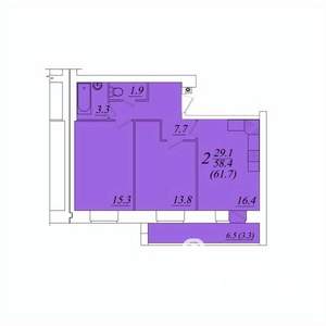 2-к квартира, строящийся дом, 62м2, 7/10 этаж