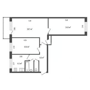 3-к квартира, вторичка, 61м2, 4/5 этаж