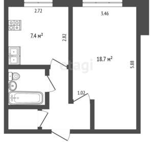 1-к квартира, вторичка, 35м2, 1/5 этаж