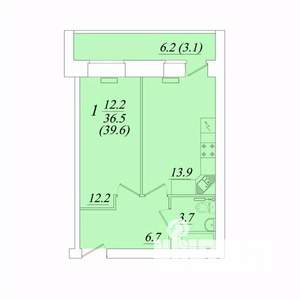 1-к квартира, строящийся дом, 40м2, 3/10 этаж