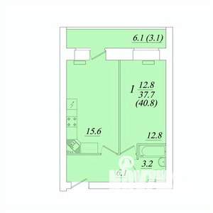 1-к квартира, строящийся дом, 41м2, 7/10 этаж