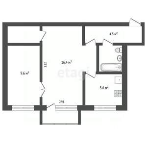 2-к квартира, вторичка, 44м2, 3/5 этаж