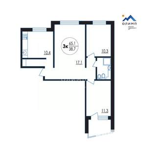 3-к квартира, вторичка, 65м2, 5/5 этаж