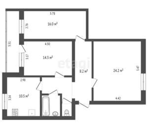 3-к квартира, вторичка, 83м2, 3/5 этаж