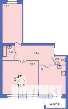 3-к квартира, строящийся дом, 89м2, 7/10 этаж
