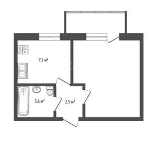 1-к квартира, вторичка, 28м2, 8/9 этаж