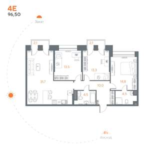 3-к квартира, вторичка, 97м2, 5/8 этаж