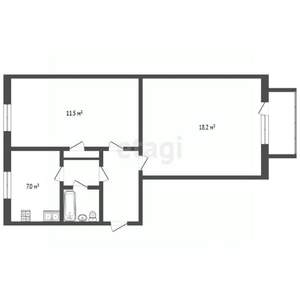 2-к квартира, вторичка, 47м2, 2/2 этаж