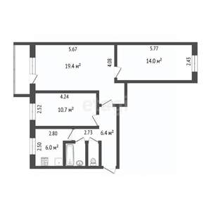 3-к квартира, вторичка, 60м2, 3/5 этаж