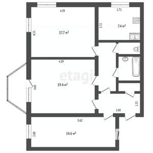 3-к квартира, вторичка, 76м2, 3/3 этаж