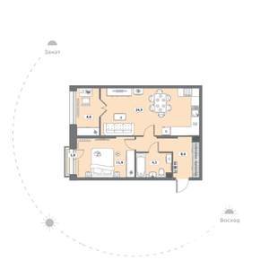 1-к квартира, сданный дом, 55м2, 6/9 этаж