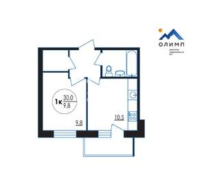 1-к квартира, вторичка, 30м2, 1/8 этаж
