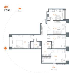 4-к квартира, вторичка, 100м2, 1/8 этаж