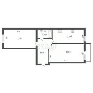 2-к квартира, вторичка, 67м2, 3/9 этаж