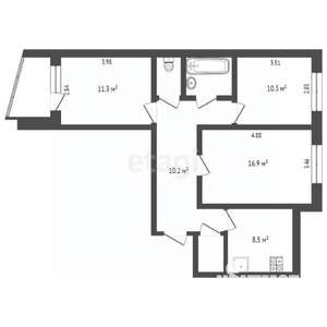 3-к квартира, вторичка, 64м2, 6/9 этаж