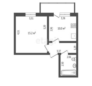 1-к квартира, вторичка, 35м2, 1/12 этаж