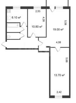 3-к квартира, вторичка, 60м2, 5/5 этаж