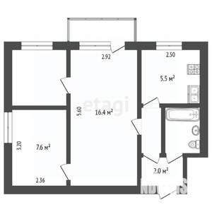 3-к квартира, вторичка, 42м2, 5/5 этаж