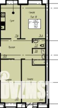 3-к квартира, строящийся дом, 75м2, 3/9 этаж