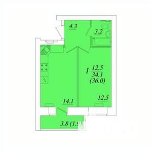 1-к квартира, вторичка, 36м2, 8/10 этаж