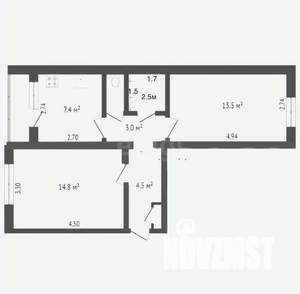 2-к квартира, вторичка, 49м2, 4/5 этаж