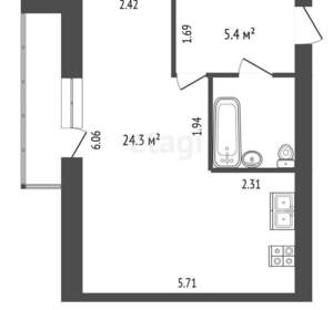 Студия квартира, вторичка, 34м2, 6/10 этаж