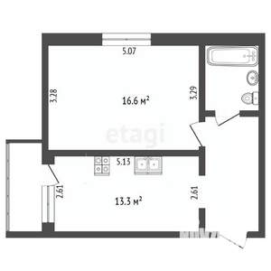 1-к квартира, вторичка, 42м2, 2/5 этаж