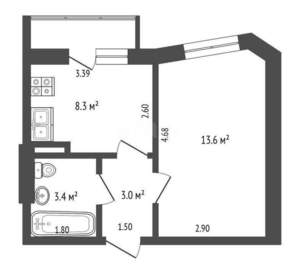 1-к квартира, вторичка, 29м2, 8/16 этаж