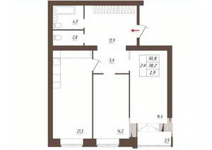 2-к квартира, строящийся дом, 78м2, 2/3 этаж