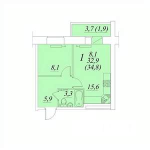 1-к квартира, строящийся дом, 35м2, 9/10 этаж