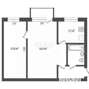 2-к квартира, вторичка, 44м2, 3/5 этаж