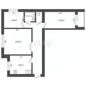 3-к квартира, вторичка, 61м2, 7/9 этаж