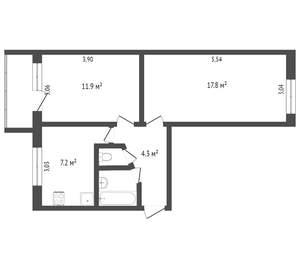 2-к квартира, вторичка, 44м2, 4/5 этаж