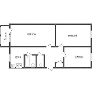 3-к квартира, вторичка, 62м2, 2/5 этаж