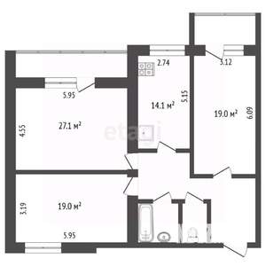 3-к квартира, вторичка, 106м2, 1/5 этаж