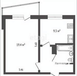 1-к квартира, вторичка, 37м2, 4/9 этаж