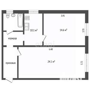 2-к квартира, вторичка, 49м2, 1/2 этаж