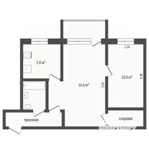 2-к квартира, вторичка, 42м2, 5/5 этаж